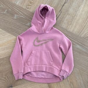 Nike Kids size 4 Light Pink Hoodie with gold Nike check